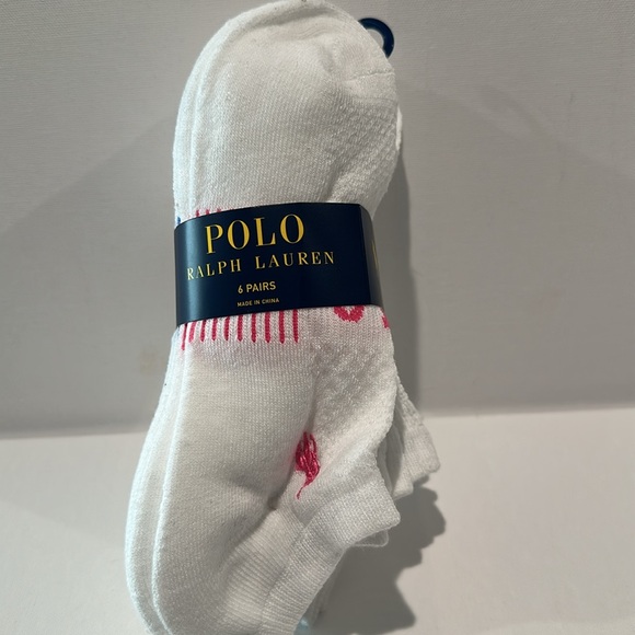 Polo Ralph Kauren (6) Pairs Women’s Ankle High Tennis Socks. Fits Shoe size 4-10 - Picture 3 of 5